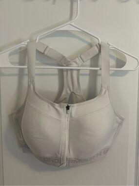 Under Armour Compression White Front-Zip Racerback Sports Bra